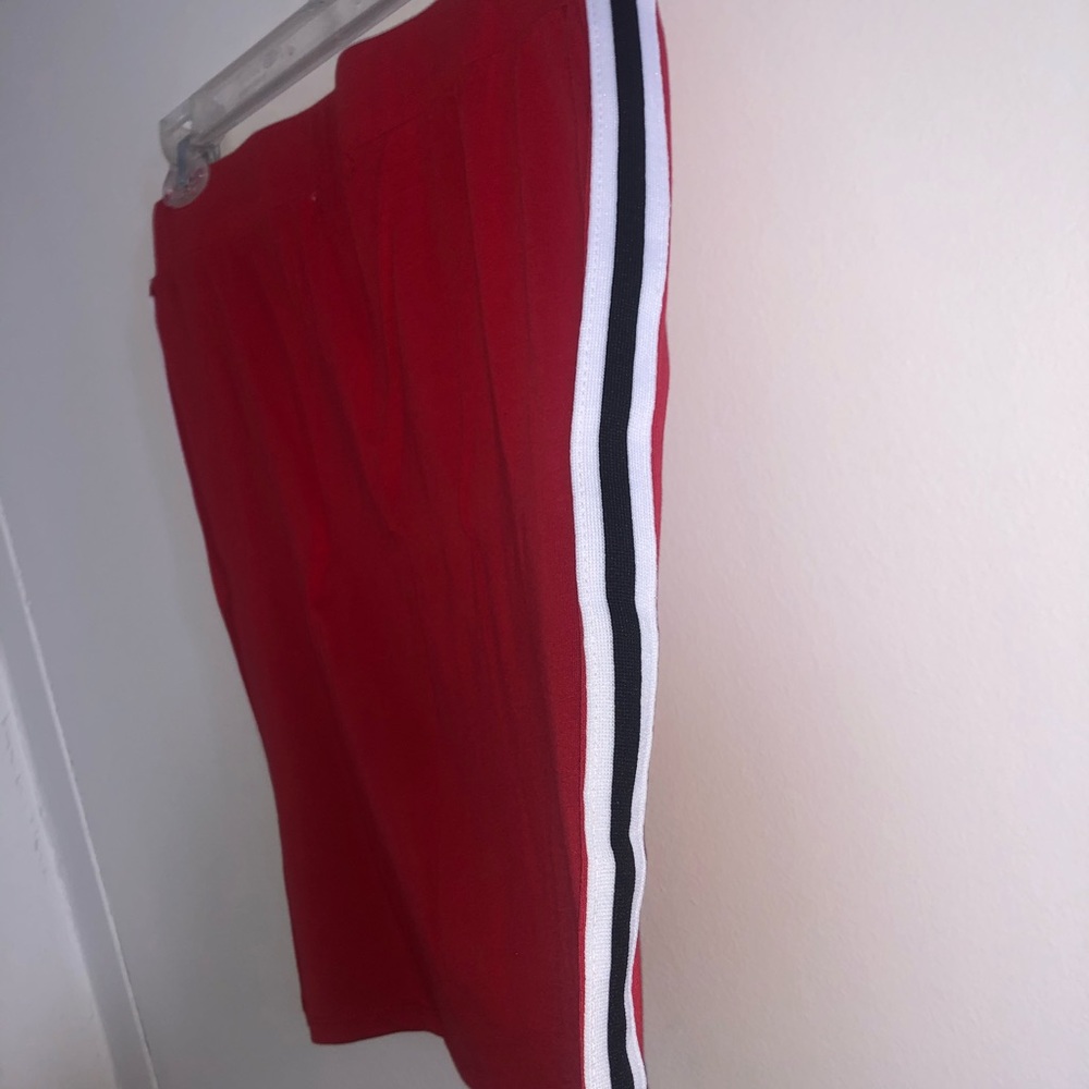 Red Skirt With Black and White Stripes